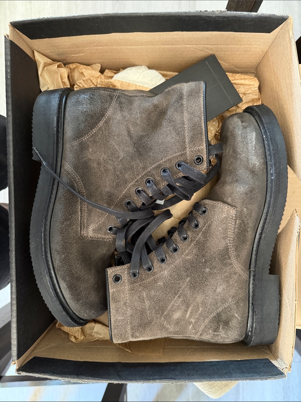 Frye Men's Suede Lace-Up Johnny Combat Boots in graphite